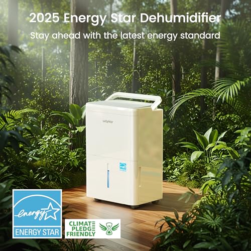 Waykar 80 Pint Energy Star Dehumidifier for Home, Basement, Large Rooms up to 5,000 Sq. Ft. - Auto Defrost, Ultra Quiet(40 dB), Auto Comfort Mode, with Drain Hose & Water Tank