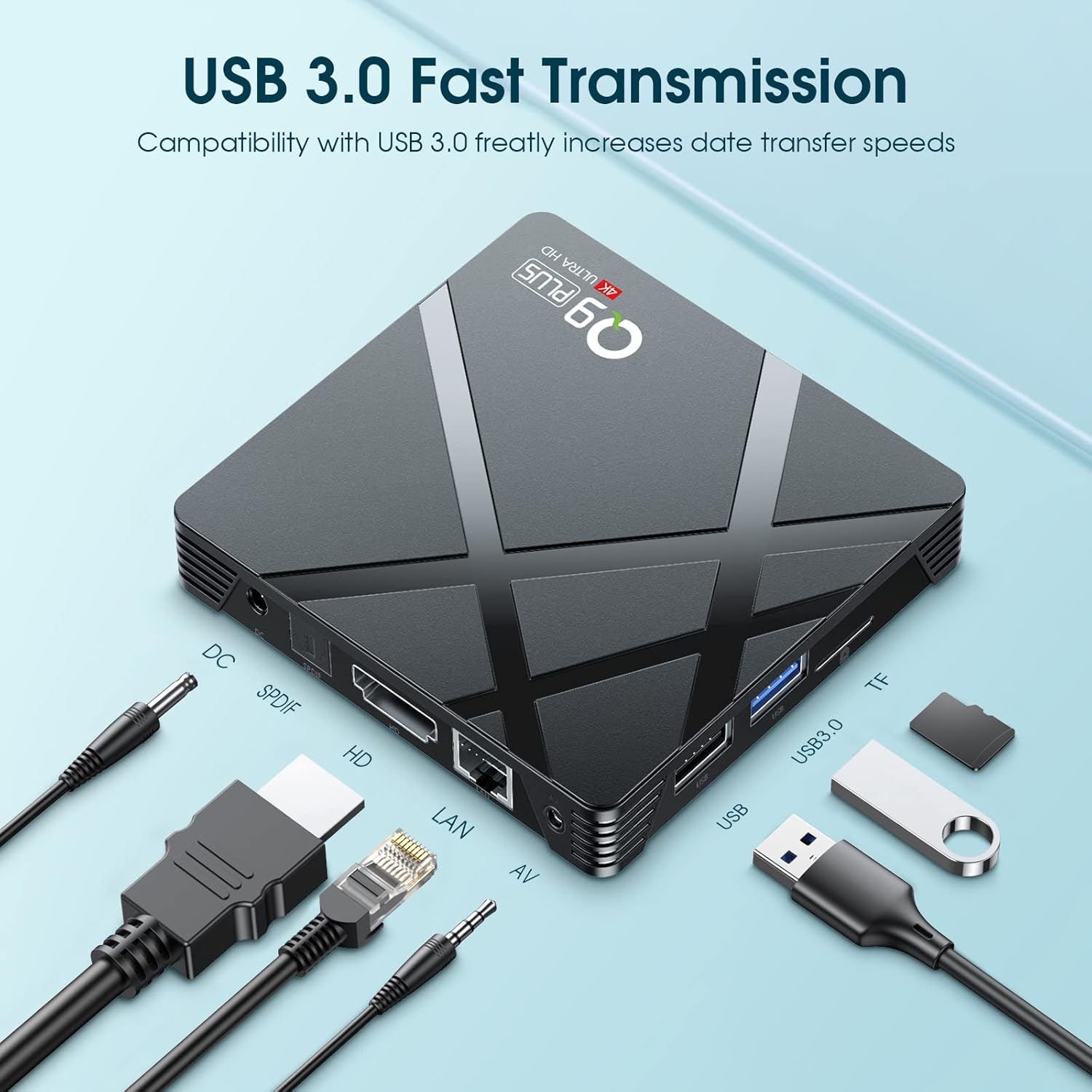 Android TV Box 11.0, Antfraer Q9PLUS Android TV Box 4GB RAM 64GB ROM with Wireless Mini Keyboard, RK3318 Quad Core 64 Bits Android Box with Dual-WiFi 2.4G/5G 6K/4K 3D USB 3.0 Smart TV Box Pack of 2