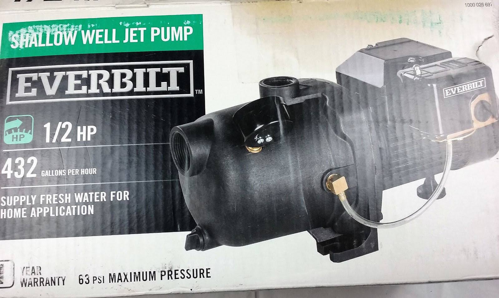 Everbilt J100A3 1/2 HP Shallow Well Jet Pump