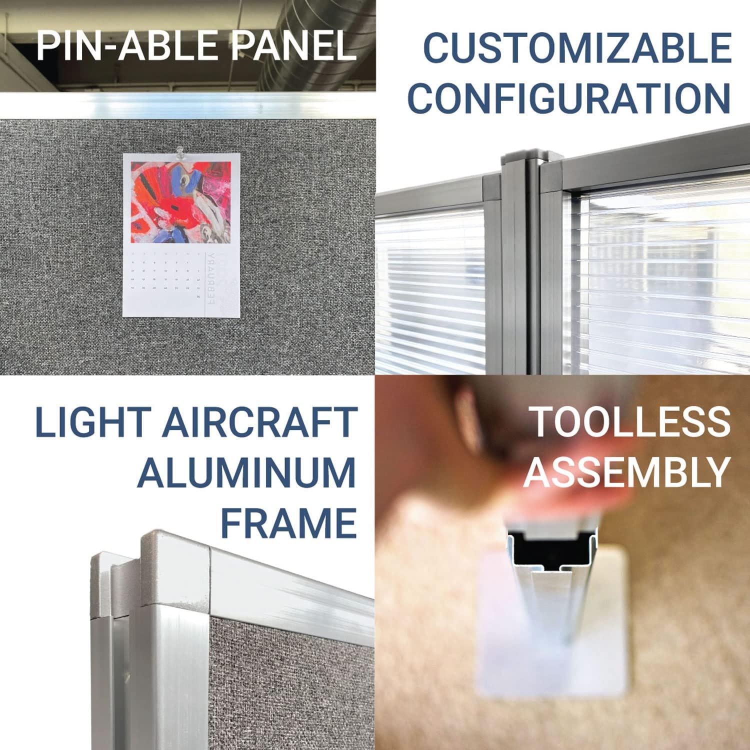 Versare Hush Panel Cubicle Kit | Workstation Partition Walls | Sound Dampening Cubicle Walls | Partitions for Desks
