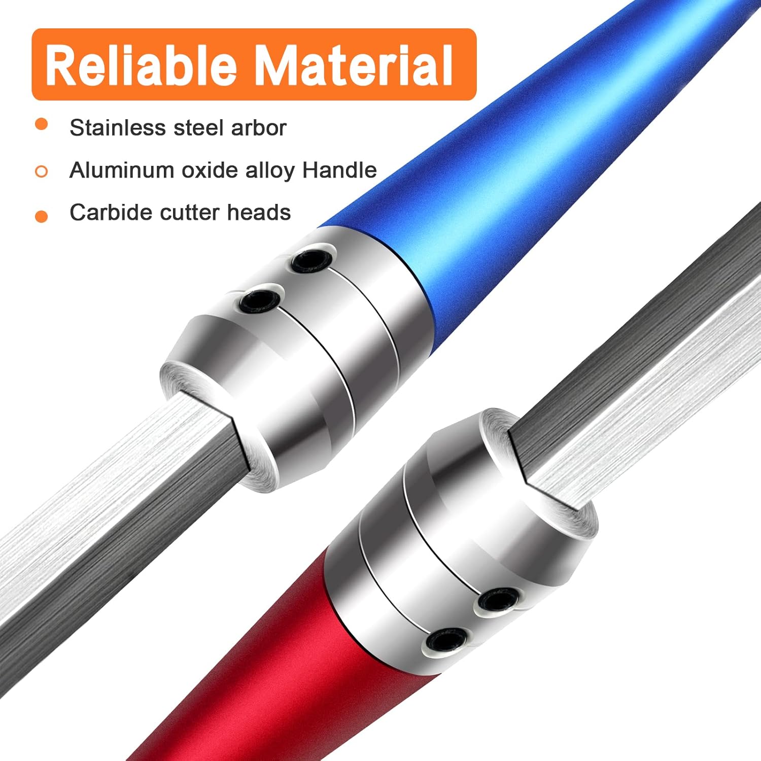 Carbide Tipped Wood Lathe Turning Tools Set, Full Size Lathe Rougher Finisher Swan Neck Hollowing Tools and Interchangeable Aluminum Alloy Grip Handle with Diamond Round Square Carbide Inserts