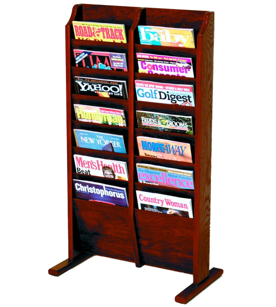 Wooden Mallet 14 Pocket Free Standing Magazine Rack; Medium Oak