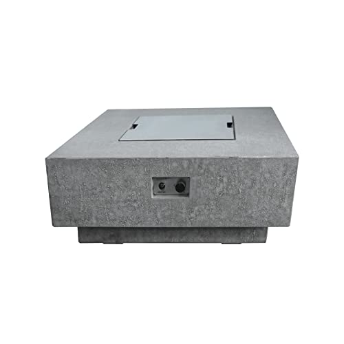 Elementi Manhattan Outdoor Table 37 Inches Natural Gas Patio Heater Concrete Firepits Outside Electronic Ignition Backyard Fireplace Cover Lava Rock Included