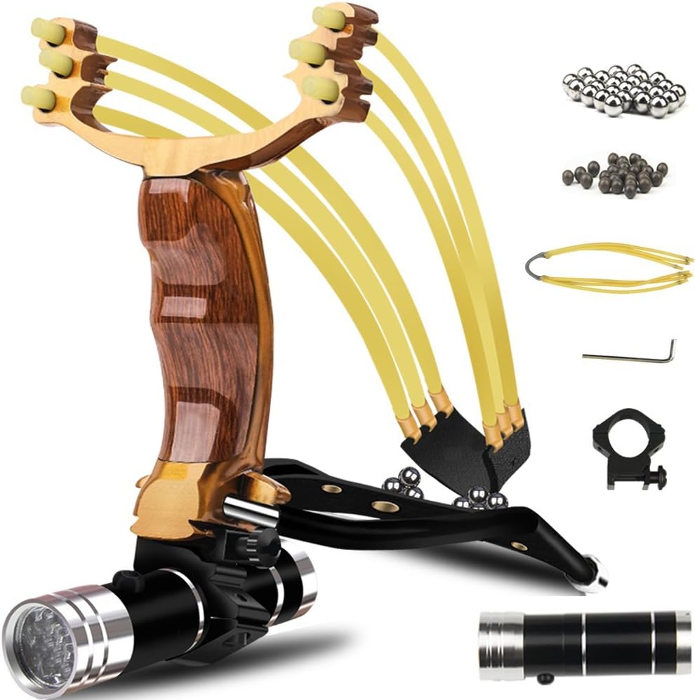 COOY Slingshot,Wrist Sling Rocket Professional Hunting Slingshot with Heavy Duty Launching Bands, High Velocity Catapult ��