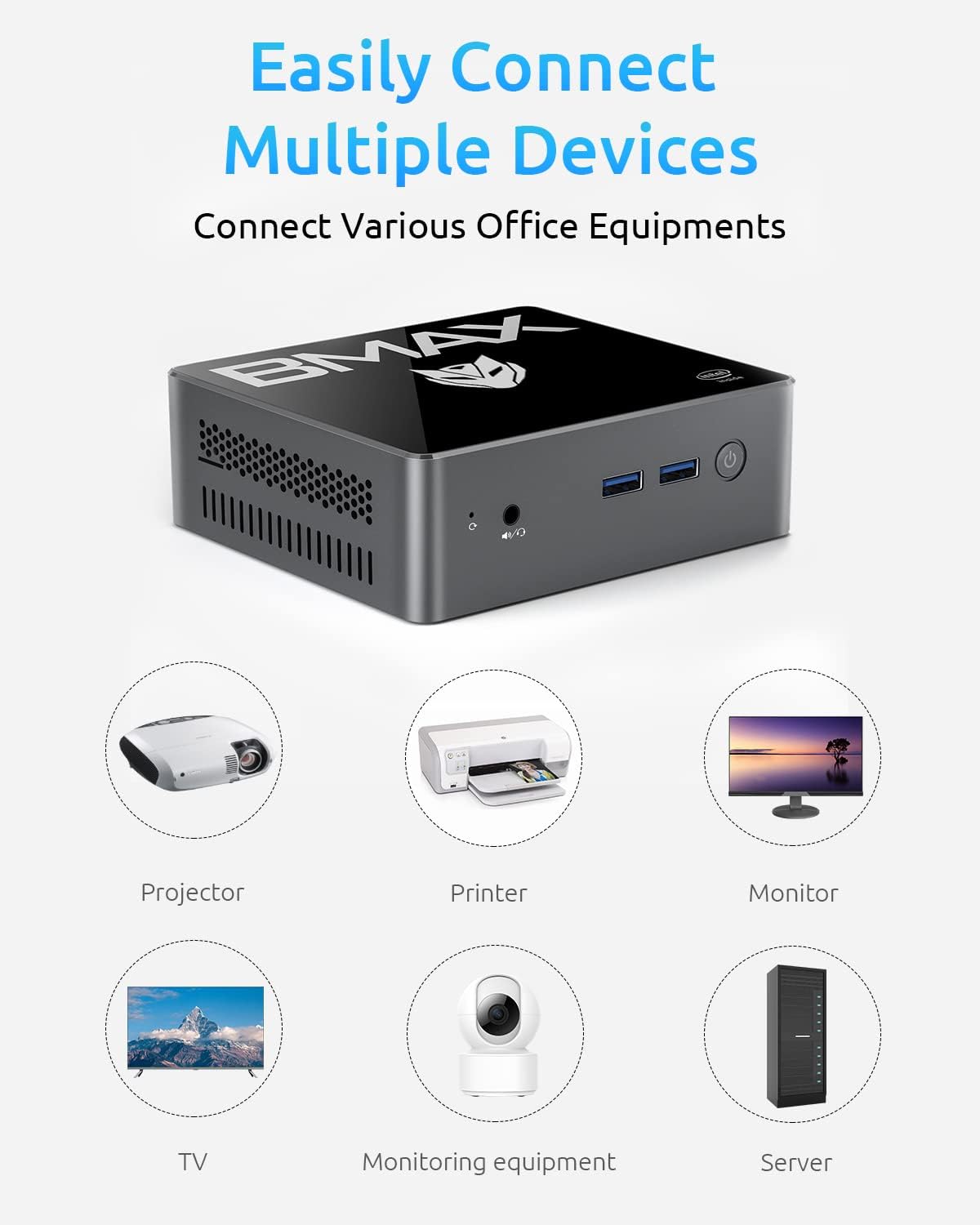 Mini PC, Celeron E3950 Mini Computer Windows 10 with 8GB RAM/128GB SSD, Support 4K Dual Display, HDMI x2, USB x4, Dual-Band Wi-Fi, Bluetooth 4.2