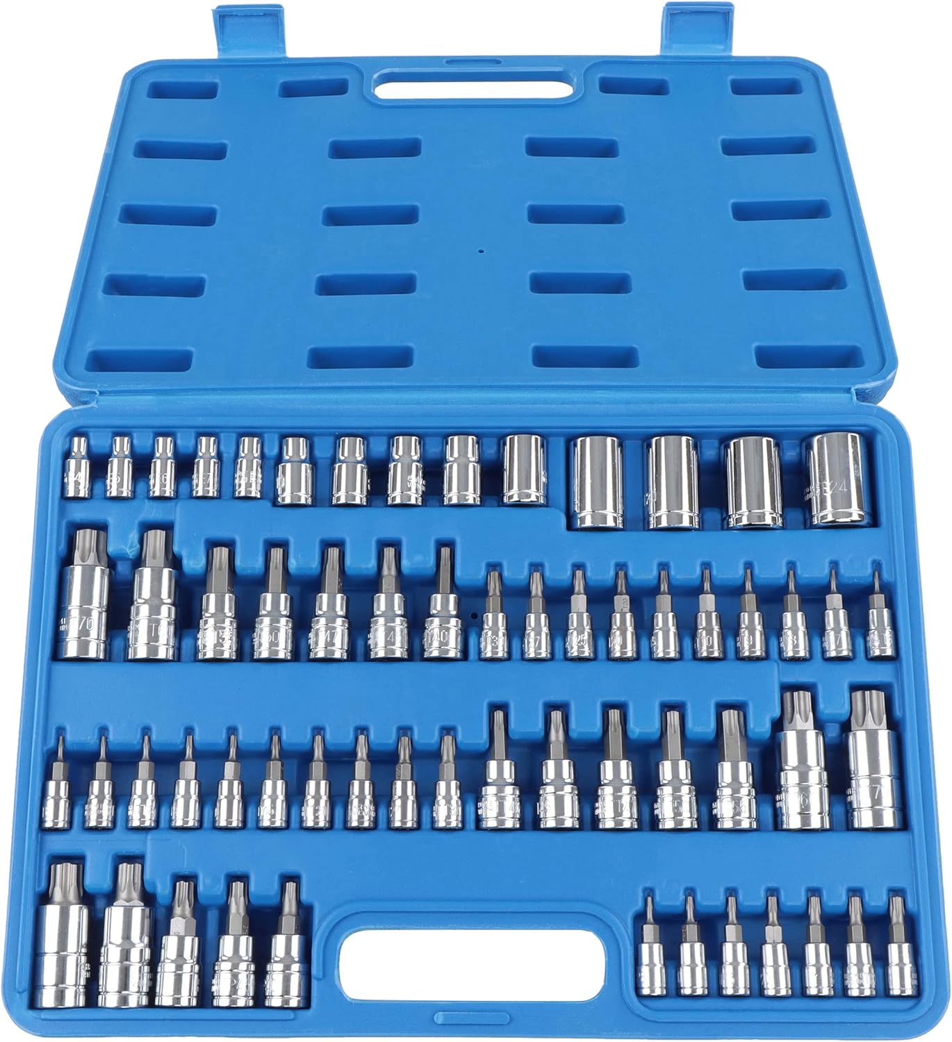 ABN Torx Bit Socket Set - 60 Pc Steel Star Bit Set Tamperproof, Torx Plus, and External Torx Socket Set with Case