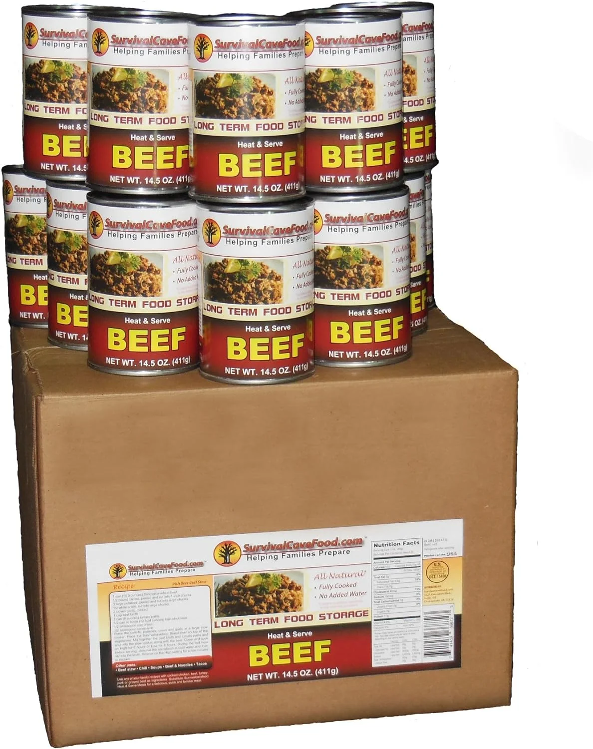12 - 14.5oz Cans of Canned Meat (BEEF) Long Term Food Storage -Survival Cave