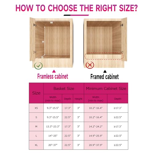 Pull Out Cabinet Organizer, Expandable(20.9"~37.9") Cabinet Drawers Slide Out, Adjustable Width Roll 0ut Shelf Cabinet Organizer for Kitchen Base Cabinet Organization (X-Large, 2Pack)