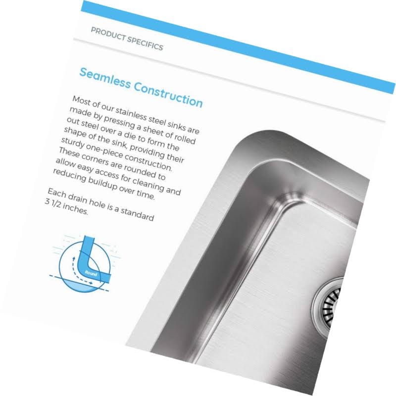 Mr Direct 3218A Undermount Stainless Steel Kitchen Sink
