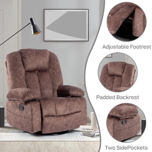 Recliner Chair Massage Rocker with Heated Modern Ergonomic Lounge 360 Degree Swivel Single Sofa Seat Living Room Lounge Recliners on Clearance Foam Filling