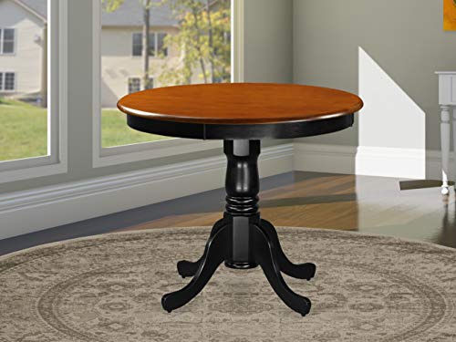 East West Furniture ANT-BLK-TP Beautiful Dining Room Table & Avon Dining Chairs Wooden Seat and Black Hardwood Frame Dining Room Chair Set of 2