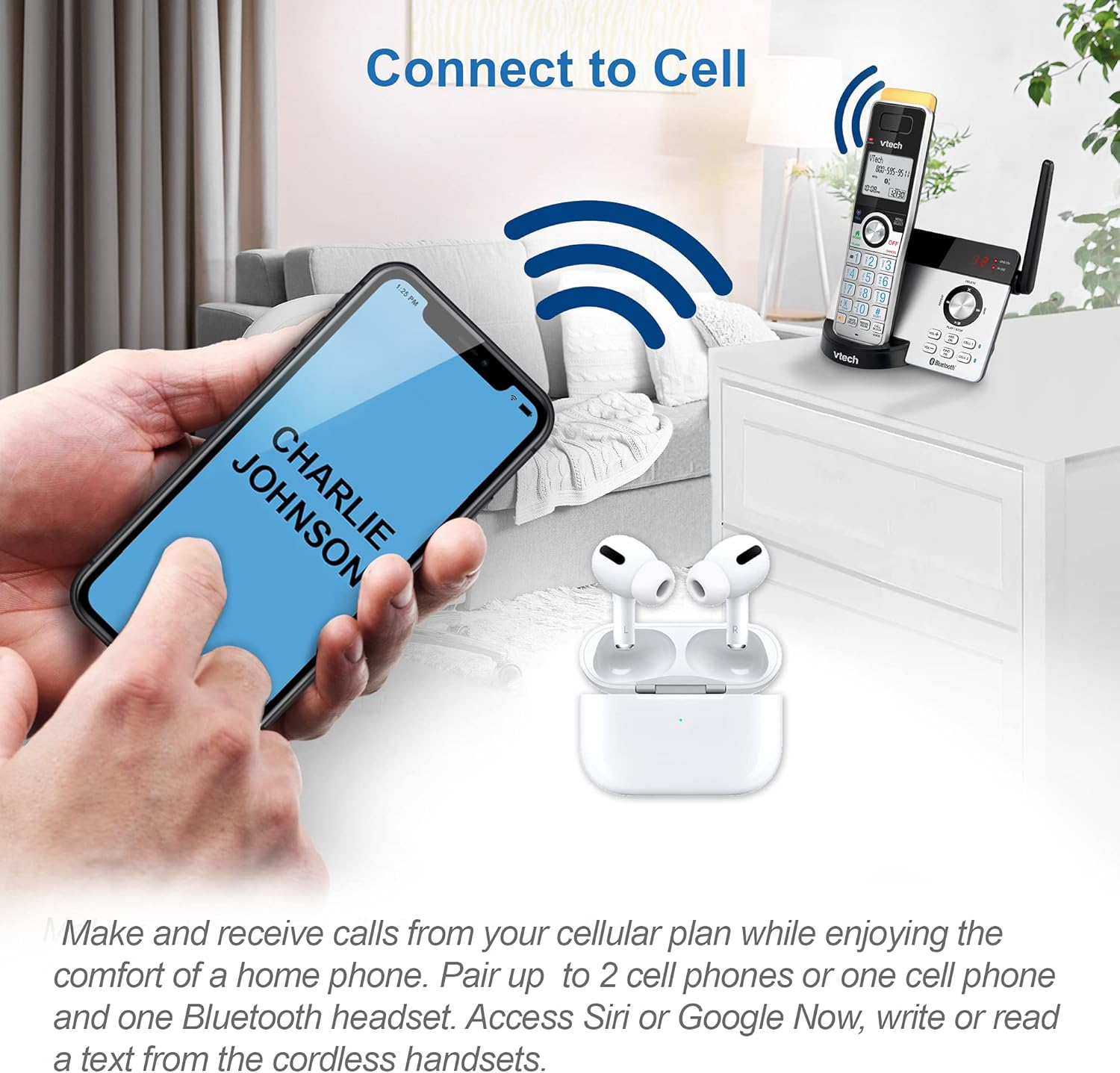VTECH IS8121-4 Super Long Range up to 2300 Feet DECT 6.0 Bluetooth 4 Handset Cordless Phone for Home with Answering Machine, Call Blocking, Connect to Cell, Intercom and Expandable to 5 Handsets