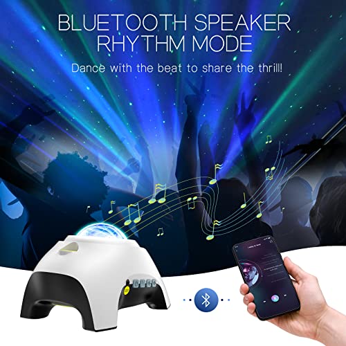 Northern Galaxy Light Aurora Projector with 33 Light Effects, Night Lights LED Star Projector for Bedroom Nebula Lamp, Remote Control, White Noises, Bluetooth Speaker for Parties