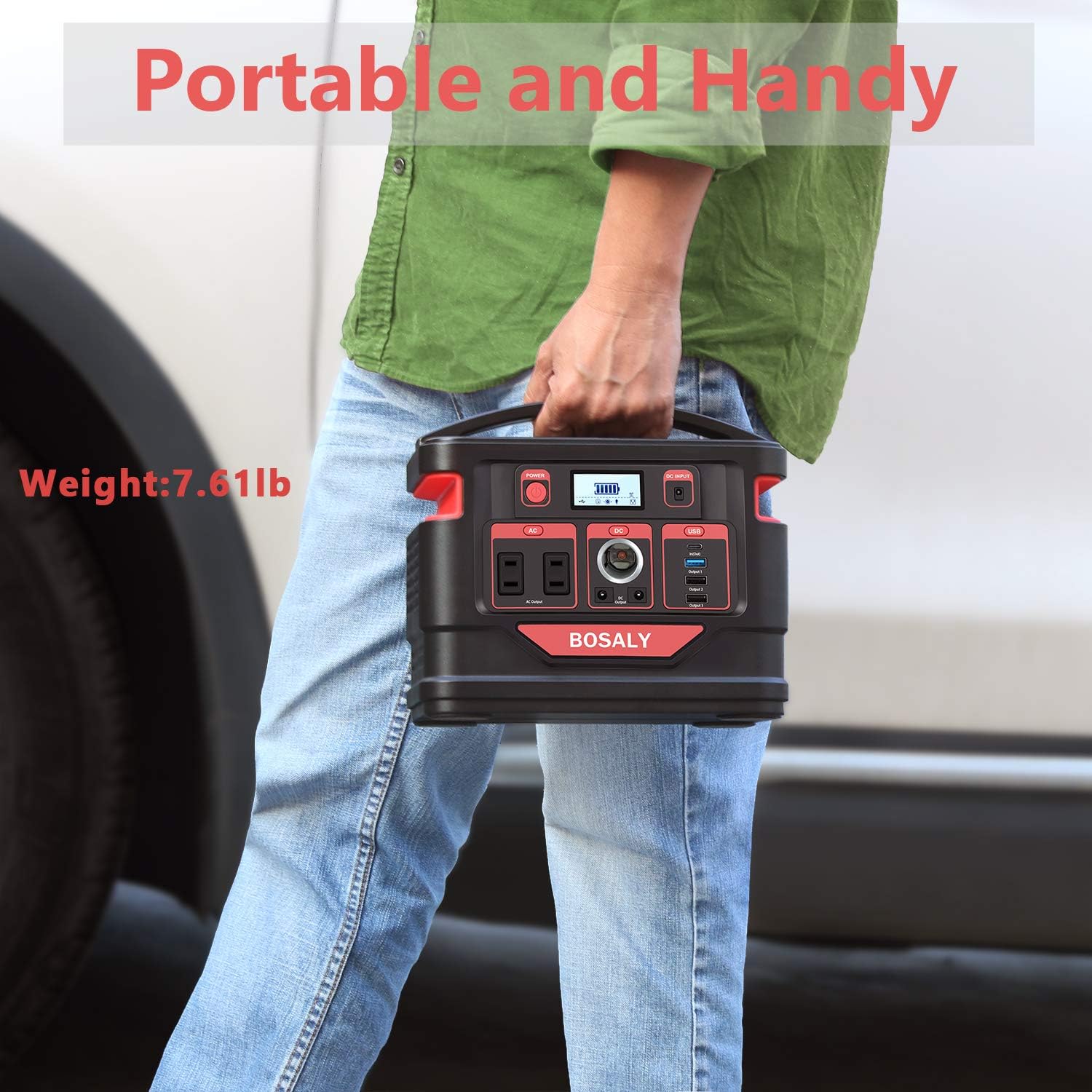 BOSALY Portable Power Station, 296Wh CPAP Fast Charger Lithium Backup Battery Pack 110V 300W Solar Generator?Pure Sine Wave AC Outlet USB DC?Supply for Outdoors Camping Travel Hunting Emergency