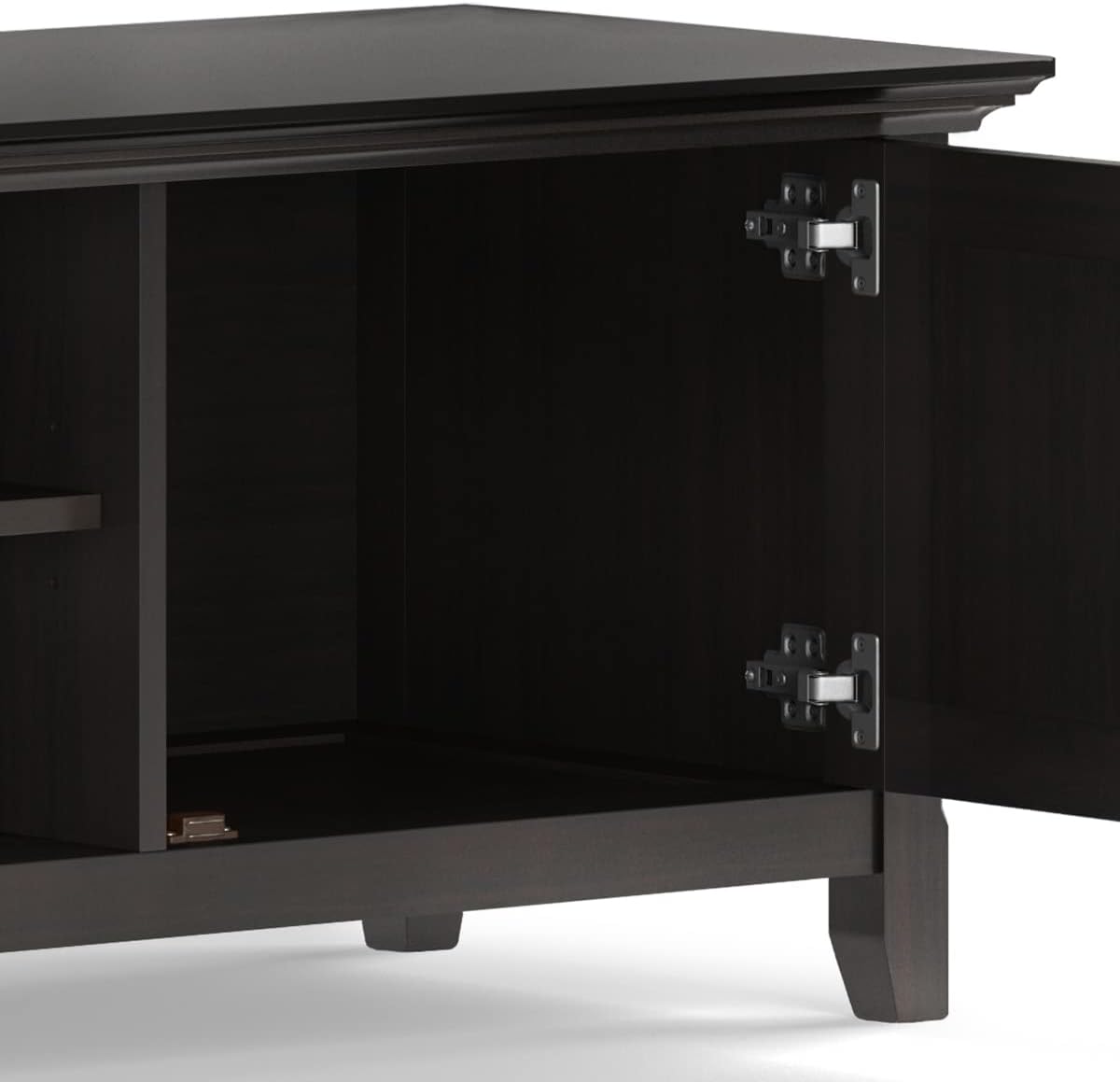 SIMPLIHOME Amherst SOLID WOOD Wide Transitional Media Stand for TVs up to 80 inches for The Living Room and Entertainment Center, 72 inch, Hickory Brown