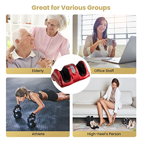 WELLHUT Foot Massager Machine Shiatsu Foot and Calf Massager for Ankle, Calf Leg Arm, Shiatsu Kneading Rolling, Feet Massager Machine, Gifts for Men and Women, Burgundy