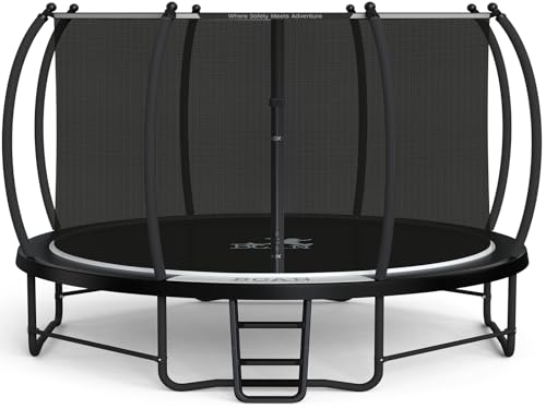BCAN 8FT 10FT 12FT 14FT 15FT 16FT Recreational Trampoline with Enclosure for Kids Adults, ASTM Approved, Outdoor Trampolines with Ladder for Kids