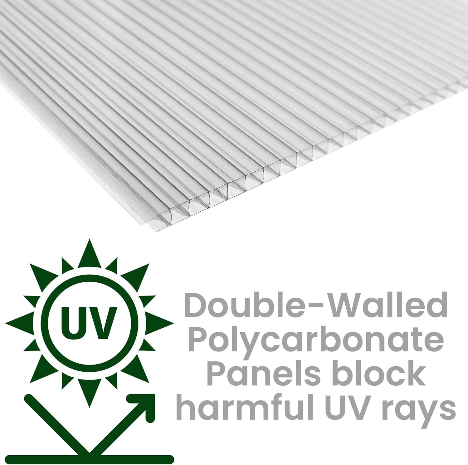 Hanover HANGRNHSP8X6-GRN 8 x 6-Ft. Polycarbonate Walk-in Greenhouse, Natural/Silver