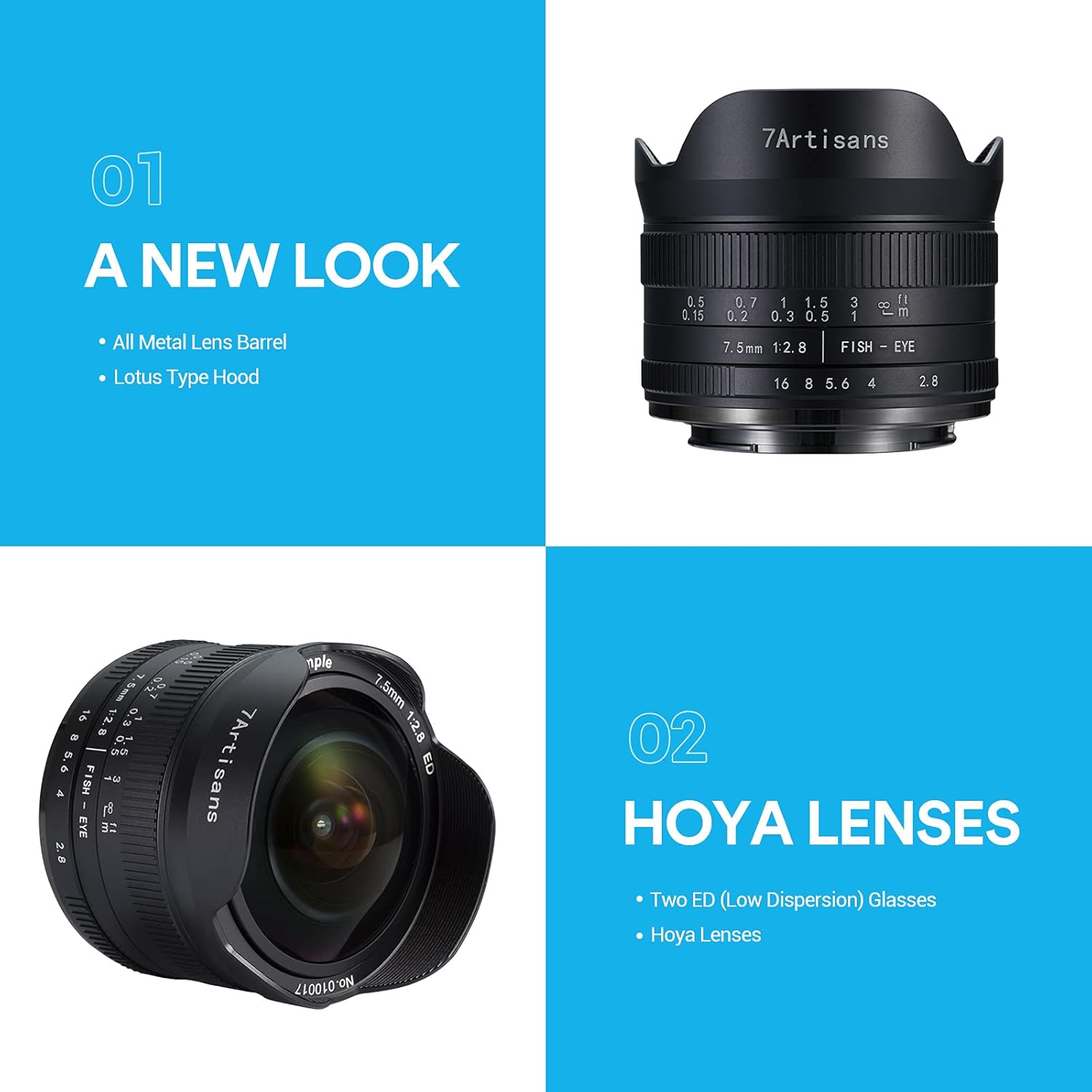 7artisans 7.5mm F2.8 II APS-C Wide Angle Fisheye Fixed Lens Compatible with Fuji Compact Mirrorless Cameras (Black)