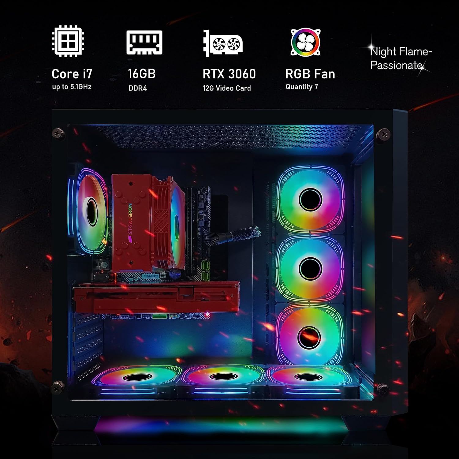 STGAubron Gaming Desktop PC,GeForce RTX 3060 12G GDDR6,Intel Core i7-10700KF up to 5.1G,16G DDR4,1T SSD,WiFi,BT 5.0,RGB Fan x 7,RGB Keyboard&Mouse&Mouse Pad,RGB BT Sound Bar,RGB BT Gaming Mic,W11H64