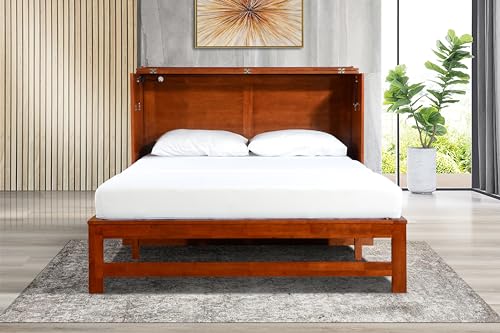 Amalfi Murphy Cabinet Chest Desk Bed with Drawers & USB Charging Station (Queen Size, Java)