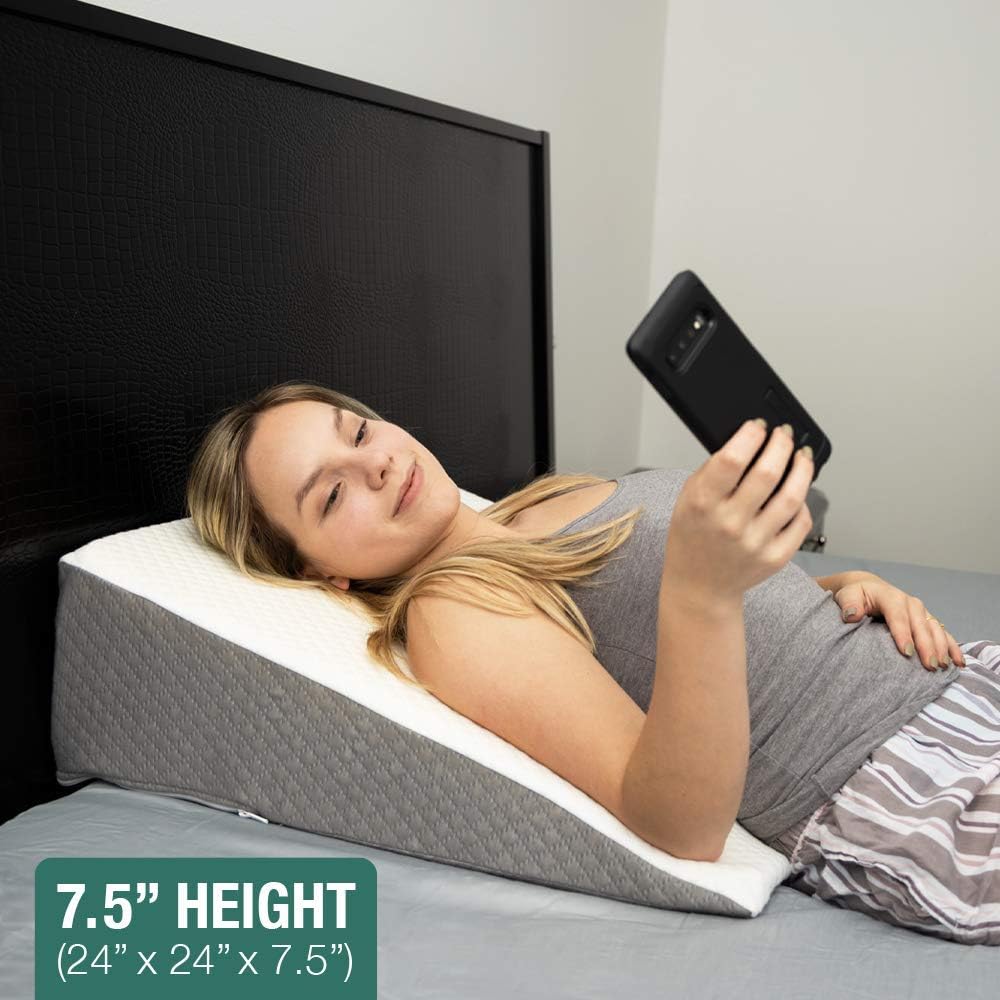 Kӧlbs Bed Wedge Pillow with Memory Foam Top | Stylish Chic Jacquard Cover | Wedge Pillow for Sleeping and Acid Reflux, Heartburn, and GERD Pillow &ndash; Snoring Pillow