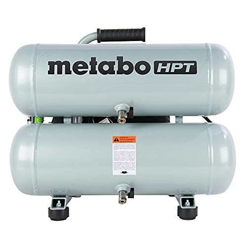 Metabo HPT EC99S Air Compressor, 4 Gallon, Electric, Twin Stack, Portable, Cast Iron, Oil Lubricated Pump, 135 PSI, 1-Year Warranty