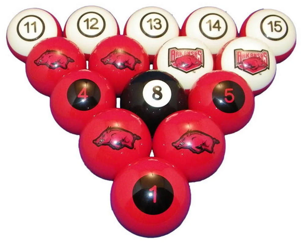 NCAA Arkansas Razorbacks Numbered Pool Balls Set College Billiards