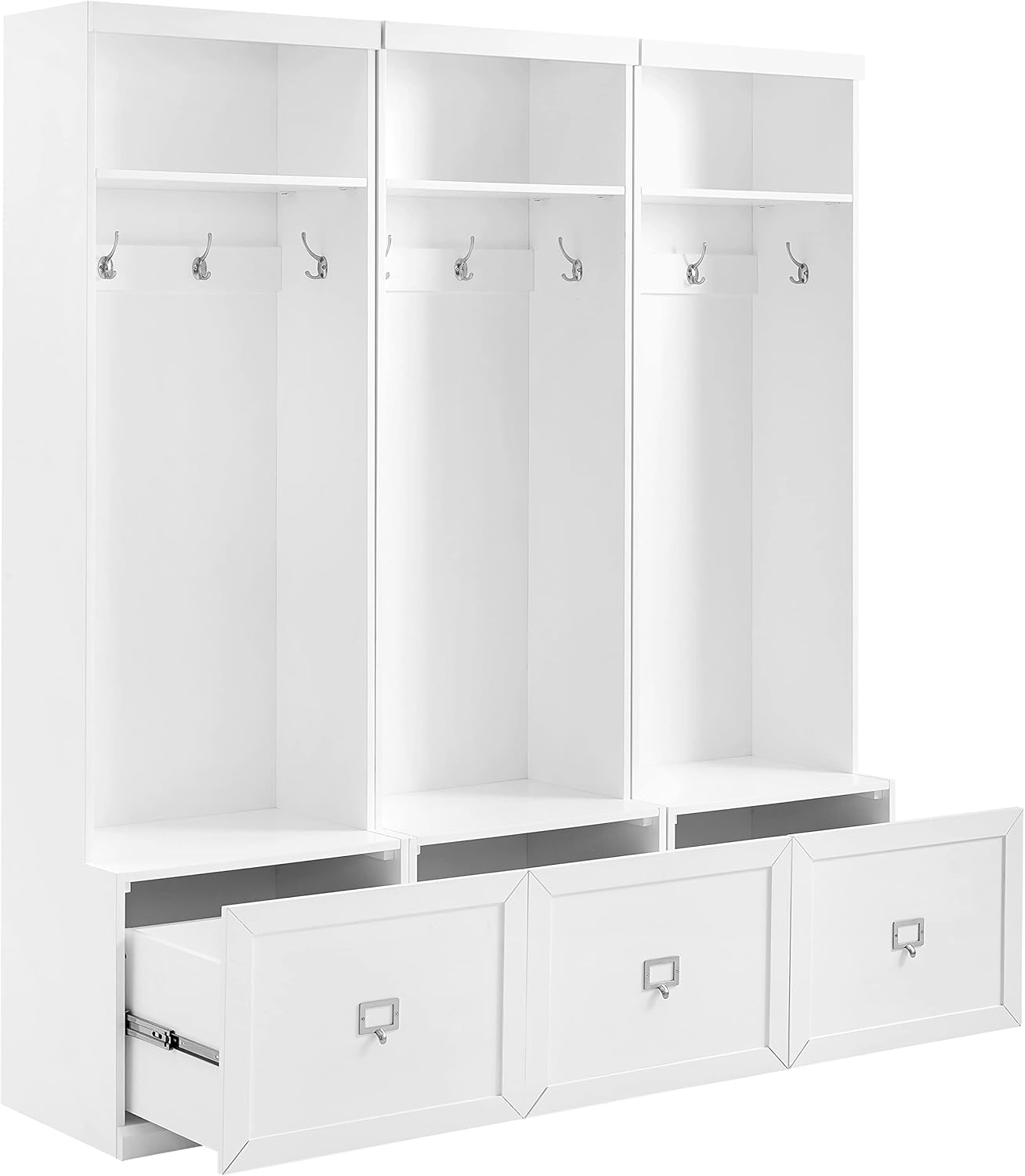 Crosley Furniture Harper 3-Piece Entryway Set with 3 Hall Trees, White
