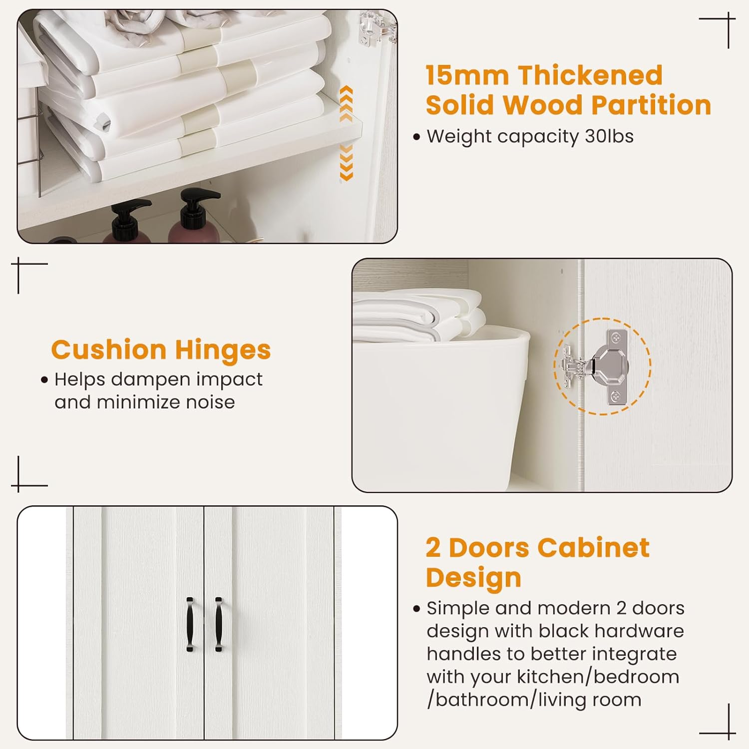 70" Tall Storage Pantry Cabinet, Bathroom Floor Organizer Storage Cabinet with 2 Doors and 6 Adjustable Shelves, Standing Utility Cabinet for Dining Room, Food Storage and Kitchen, White