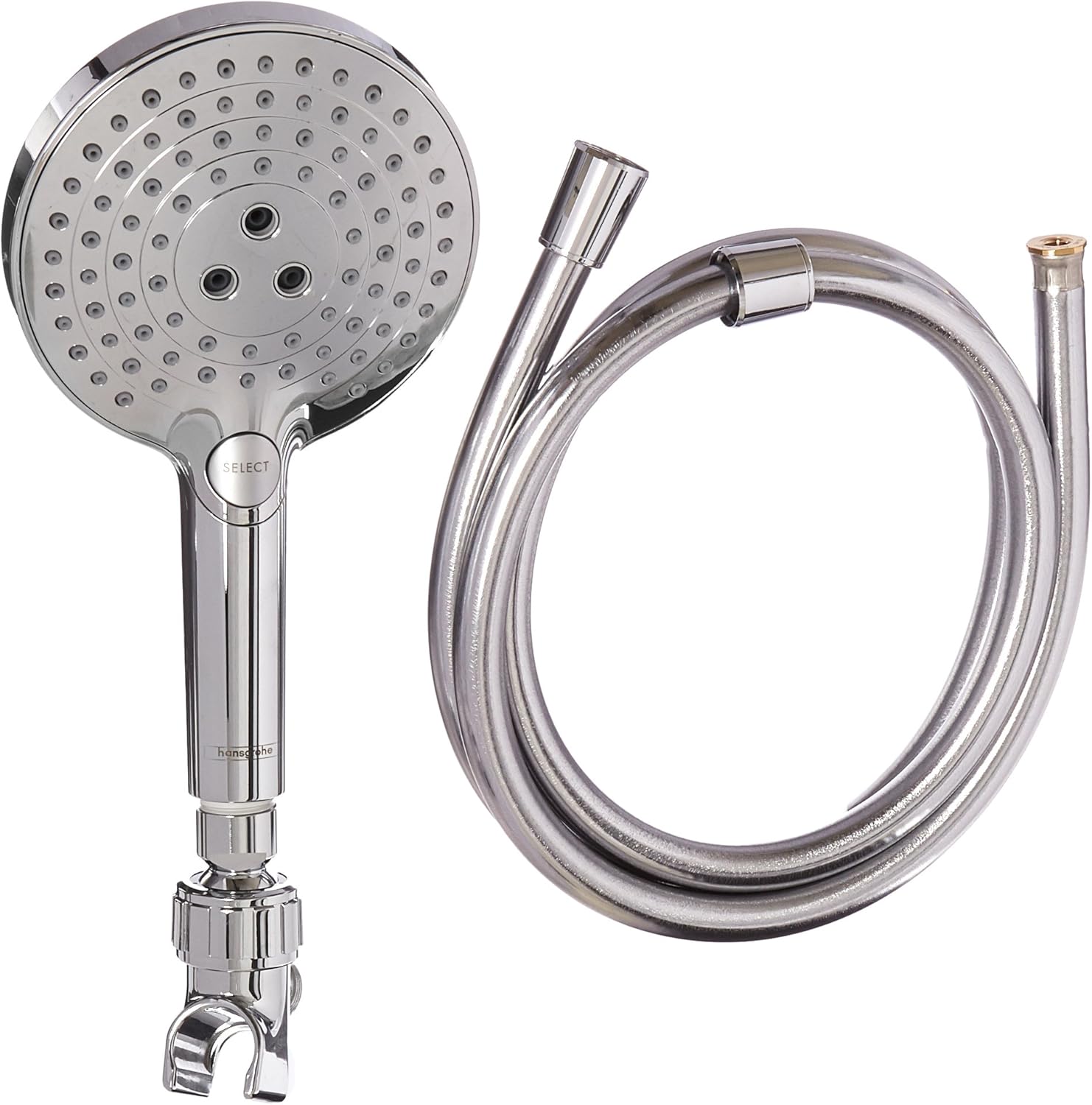 hansgrohe Raindance Select S Easy Install 5-inch Handheld Shower Head Set Modern 3 Spray Rain, RainAir, Whirl Air Infusion with Airpower with QuickClean with Hose in Chrome, 2.5 GPM, 04542000