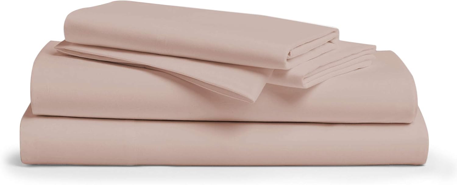 Carressa Linen 1000 Thread Count 100% Long Staple Soft Egyptian Cotton Sheet Set, 4 Piece Set, California King Sheets, Upto 17" Deep Pocket, Smooth & Soft Sateen Weave, Luxury Bedding, Blush