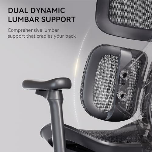 SIHOO Doro S300 Ergonomic Office Chair, Computer Chair, Gaming Chair with Dual Dynamic Lumbar Support, 6D Coordinated Armrests, Adjustable Rolling Chair (White Italian Velvet Mesh)
