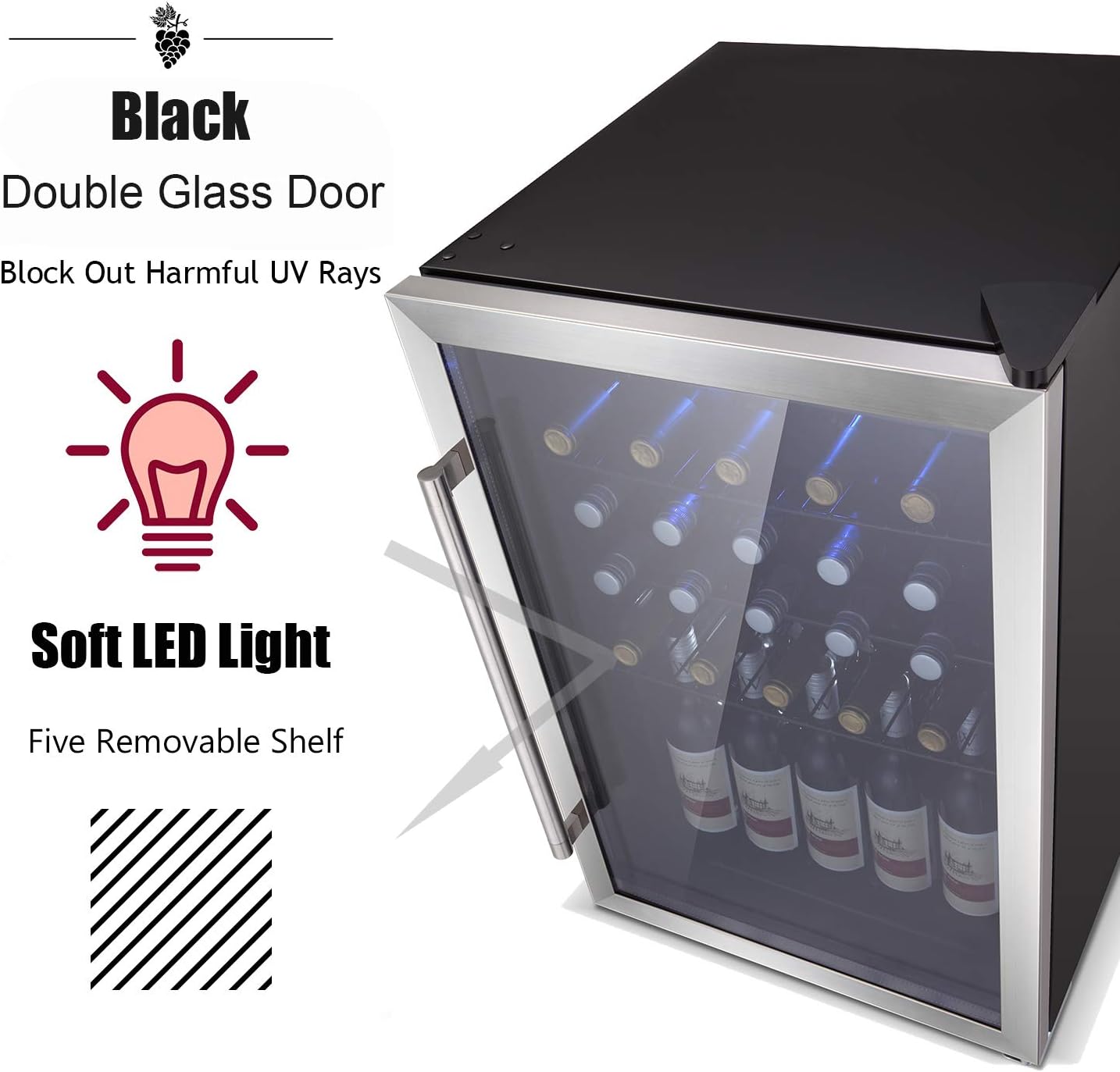 Antarctic Star Beverage Refrigerator Cooler-120 Can Mini Fridge Glass Door for Soda Beer or Wine – Glass Door Small Drink Dispenser Machine Touch Screen for Home, Office or Bar, 4.5cu.ft.…