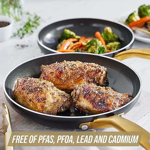 Blue Diamond 20 Piece Cookware and Bakeware Set, Diamond Infused PFOA PFAS-Free Ceramic Nonstick Pots and Pans, Durable Nontoxic Metal Utensil Safe & Scratch Resistant, Dishwasher & Oven Safe, Blue