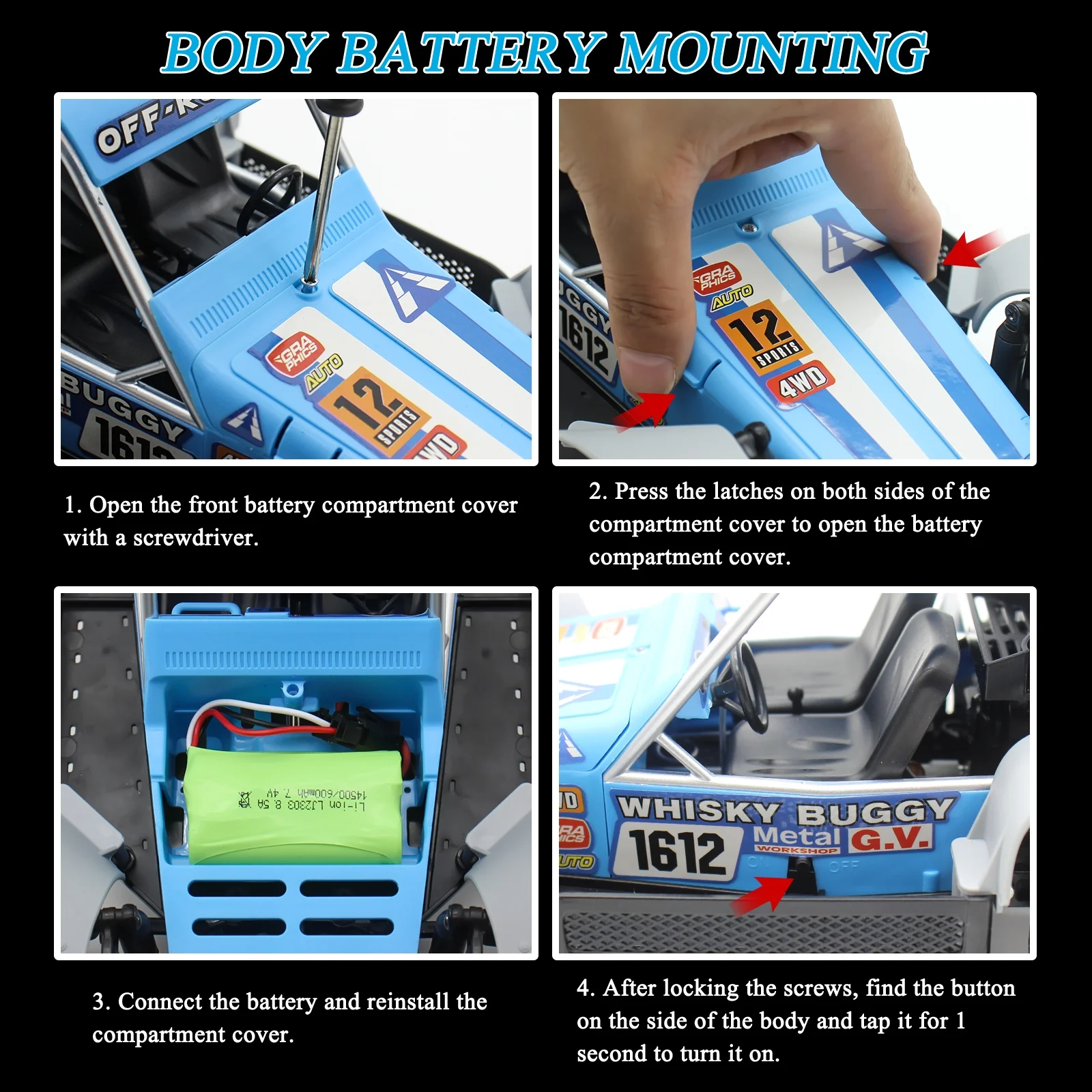 Fistone 1:16 RC Fast Attack Vehicle -12MPH High Speed 4WD Remote Control Cars for Boys, RC Truck with 2.4Ghz Radio Control, Gifts for Kids Adults, Blue