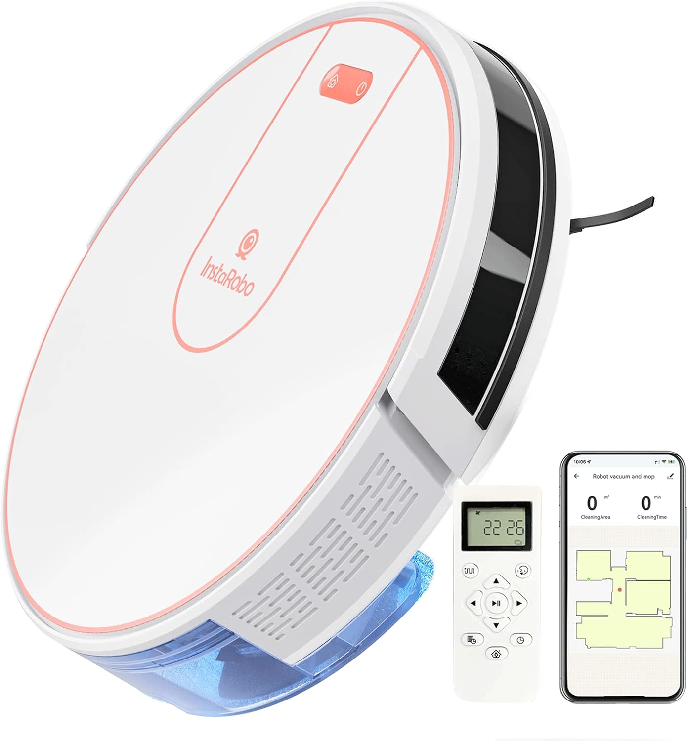 Robot Vacuum Cleaner, InstaRobo L1 Sweeping Robot with Precise Navigation, 2 in 1 Vacuum and Mop, Smart Mapping Robotic Vacuum Ideal for Pet Hair, Hard Floors, Low Pile Carpets(Blue)