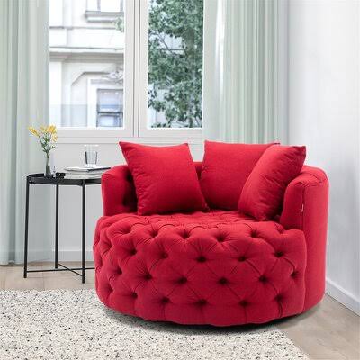 Modern Akili Swivel Accent Chair Barrel Chair for Hotel Living Room / Modern Leisure Chair Rosdorf Park Fabric: Red - Avayadevconnect