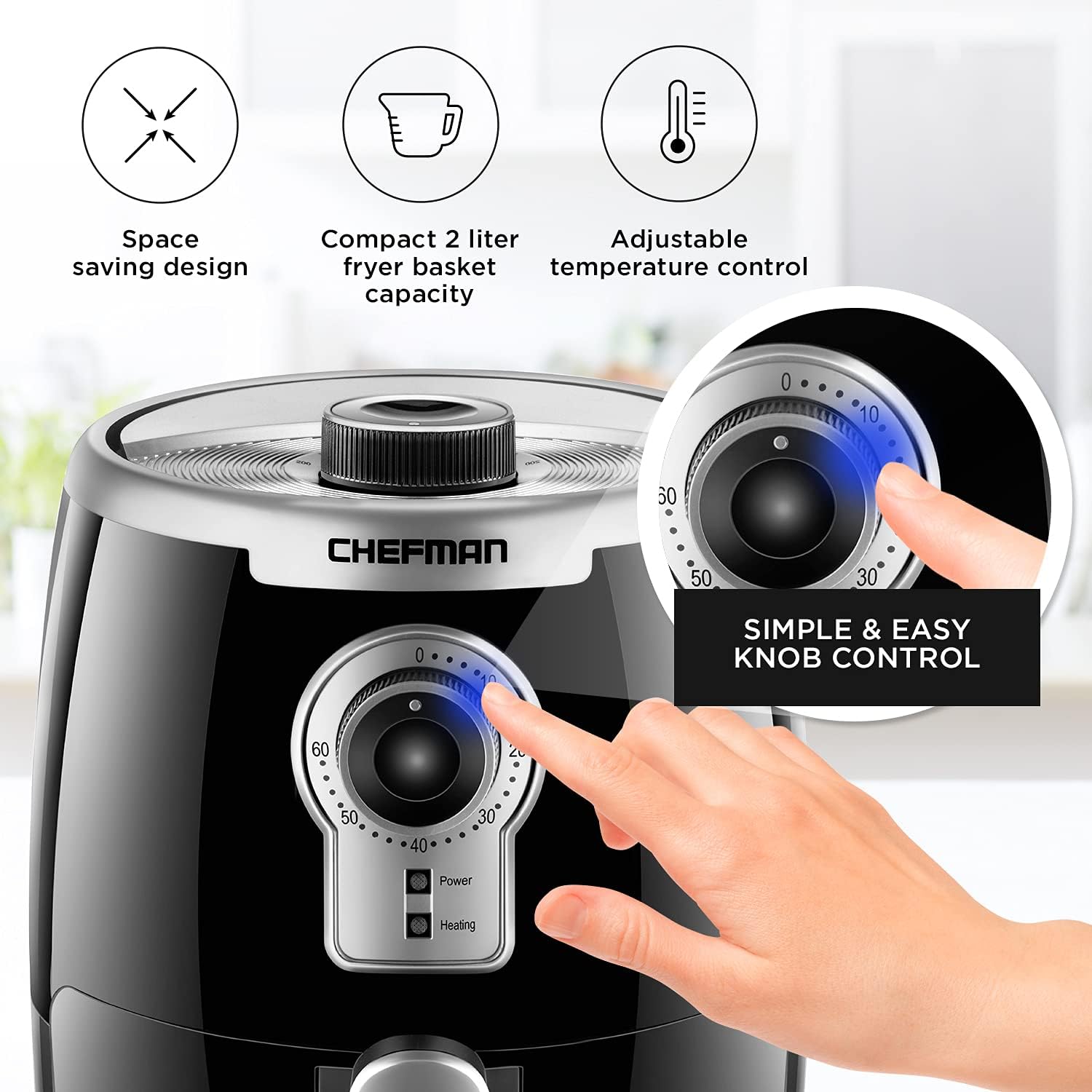 CHEFMAN Multifunctional Digital Air Fryer+ Rotisserie, Dehydrator, Convection Oven, 17 Touch Screen & Small Compact Air Fryer Healthy Cooking, 2 Qt Nonstick, User Friendly