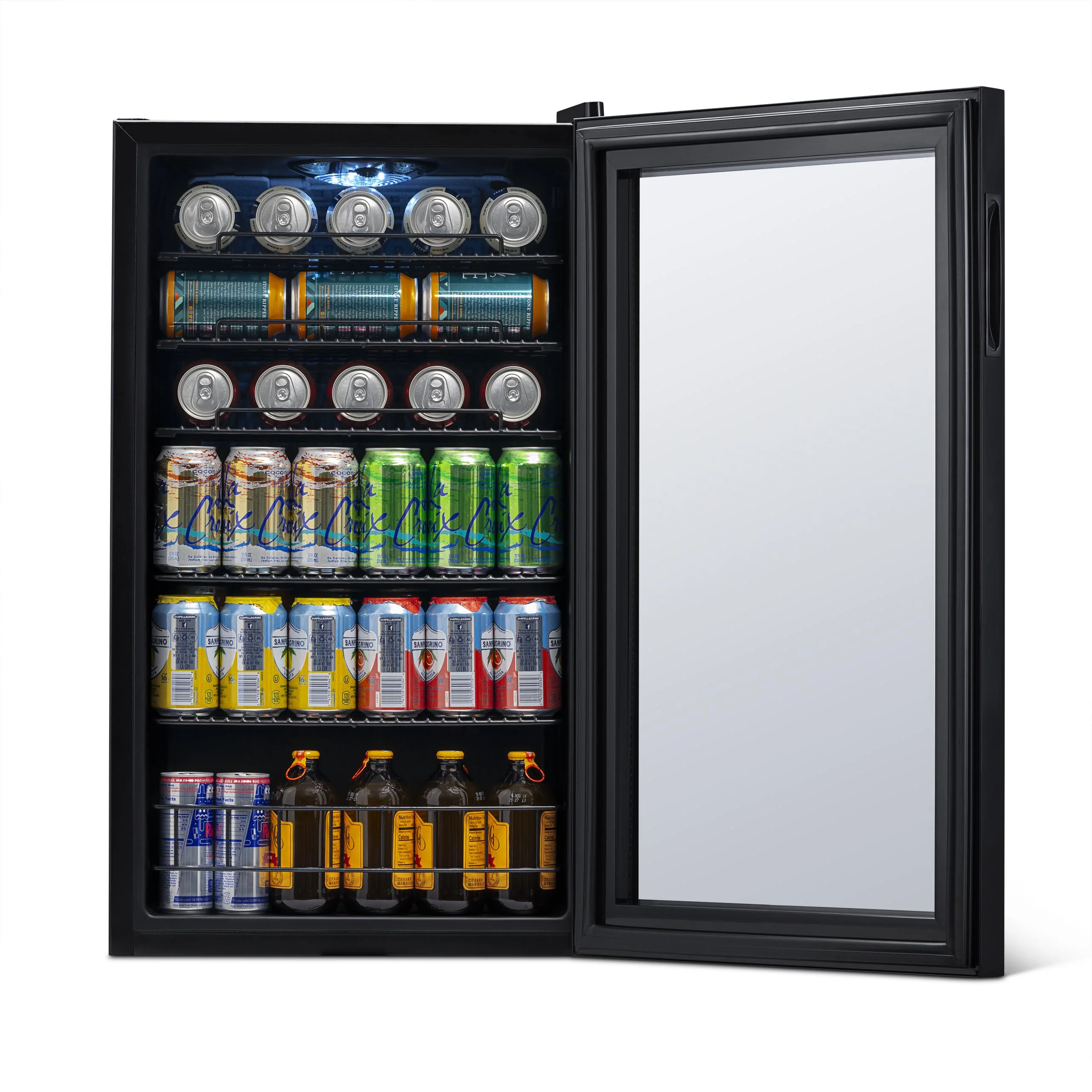 Newair 126 Can Beverage Refrigerator Cooler, Freestanding Mini Fridge in Black for Home, Office or Bar