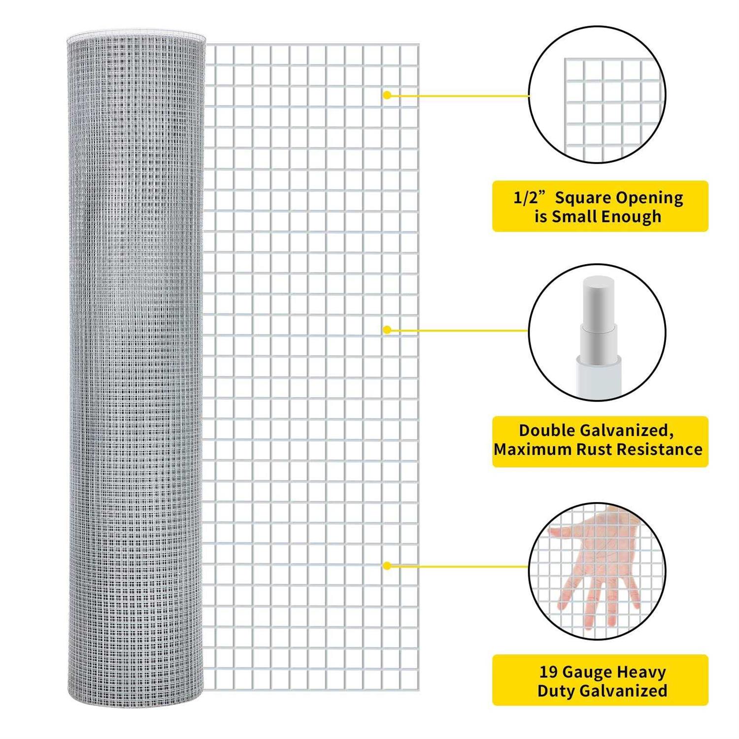 Dwale Hardware Cloth Chicken Wire Mesh Galvanized Wire Mesh 48inx100ft 23 Gauge Heavy Duty Galvanized Wire Fence Chicken Fence for Chicken Poultry Coo - Shop Hardware Tools Online Store