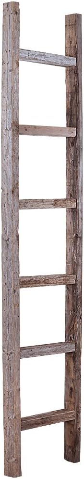 BarnwoodUSA Rustic Farmhouse Decorative Ladder - Our 6ft 2x3 Ladder can be Mounted Horizontally or Vertically | Crafted from 100% Recycled and Reclaimed Wood | No Assembly Required | Weathered Gray