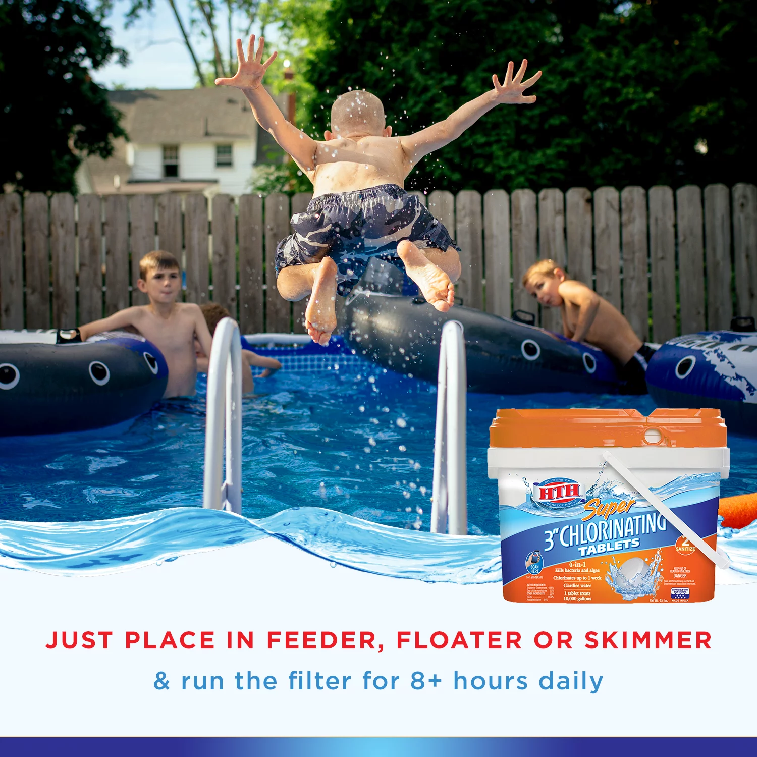 HTH Super 3 Inch Chlorine Tablets for Pool, Pool Chemicals, 25 lbs