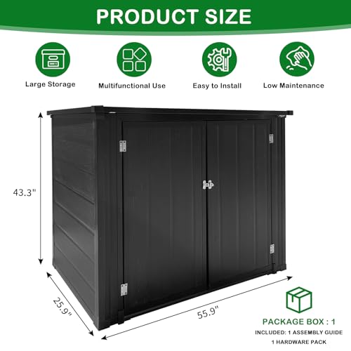 VINGLI Outdoor Storage Shed, Resin Storage Cabinet with Lockable Design, Weatherproof Tool Shed with HDPE Material, Resin Deck Box for Garden Tools, Pool Equipment, Garbage Cans, White (59 Cu.ft)