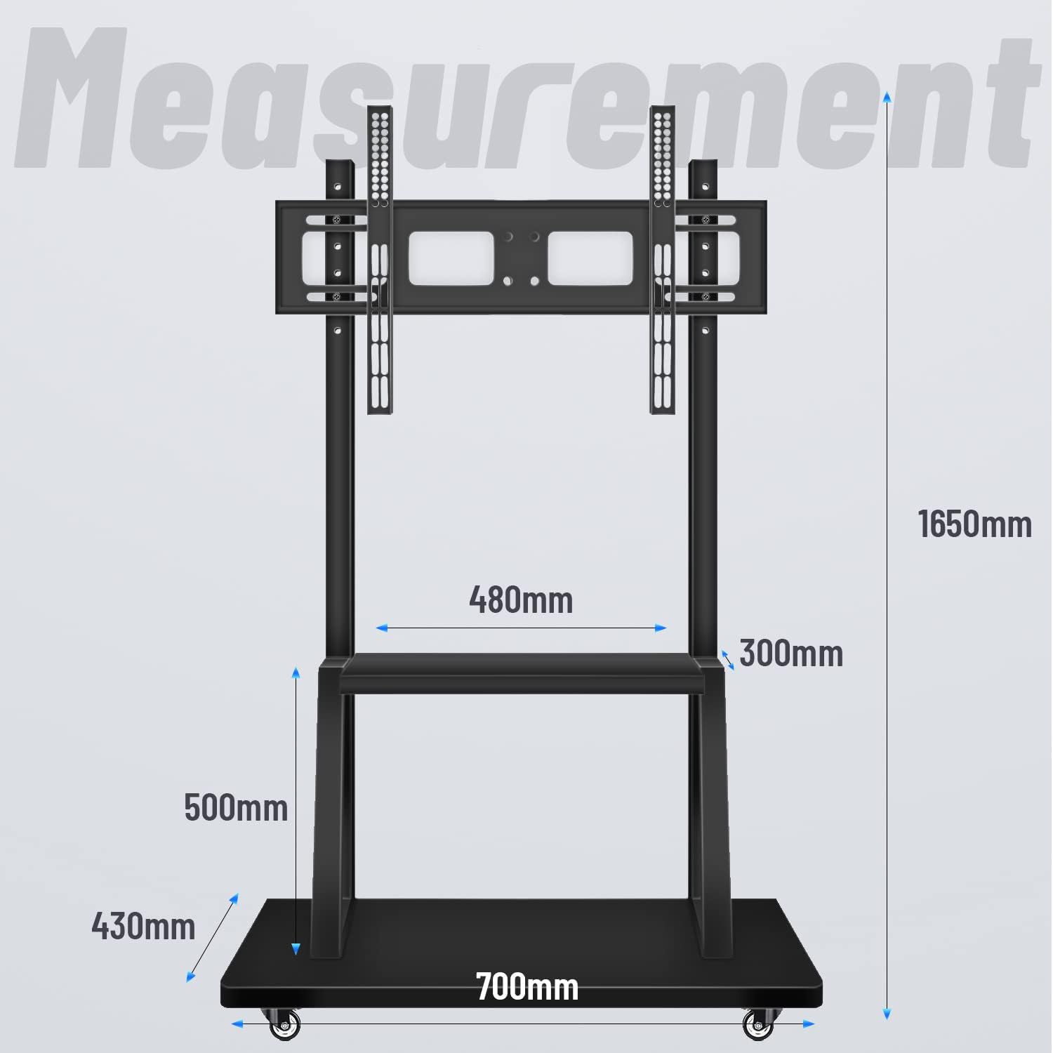 Mobile TV Cart ,JYXOIHUB, Rooling TV Stand with Wheels for 32 to 70 Inch LCD LED OLED Plasma Flat Panel Screens up to 100lbs AVA1500-60-1P (Black)