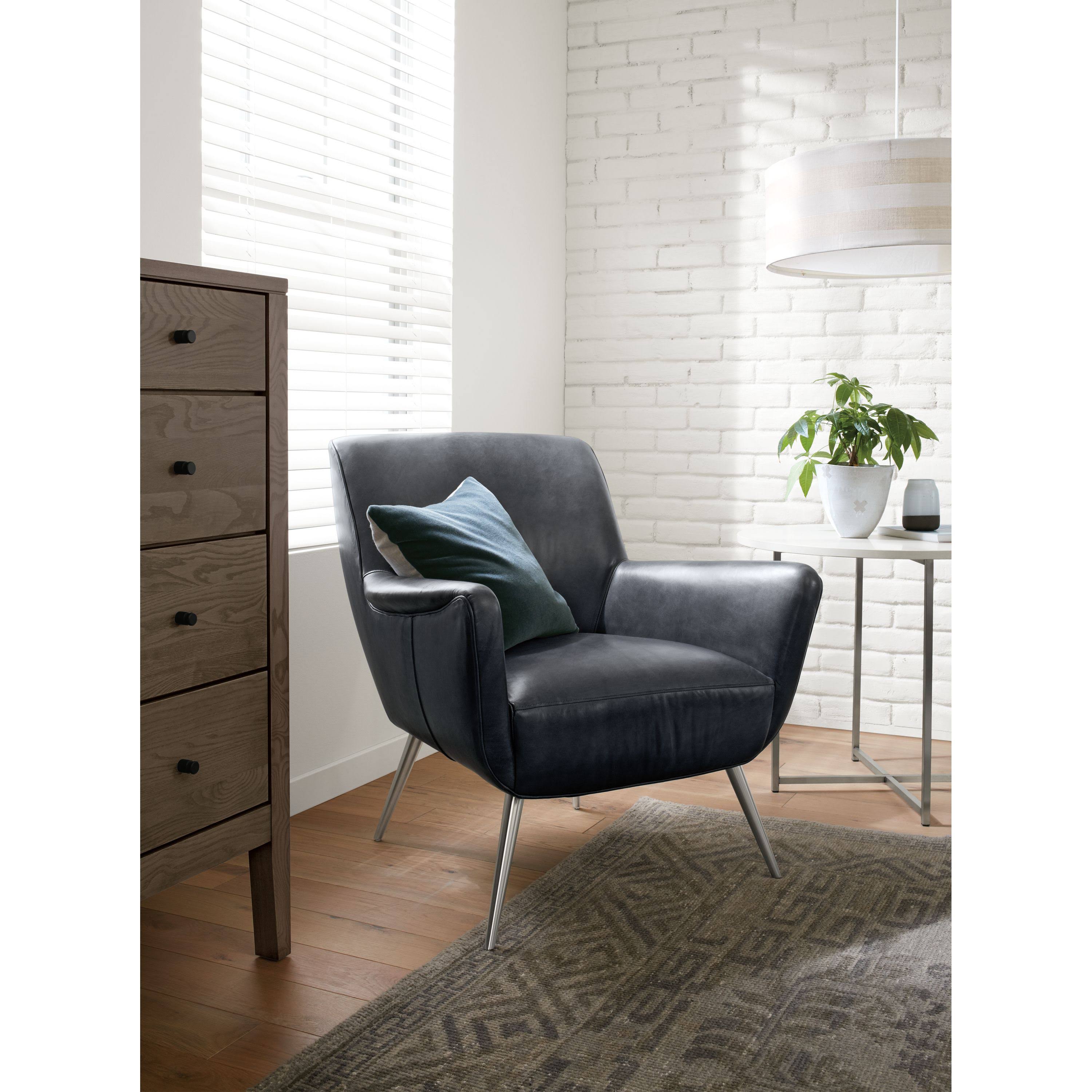 Room u0026 Board | Modern Classic Round End Table 18 Diameter 26H in Stainless Steel | Smoke Tempered Glass Top w/ Stainless Ste