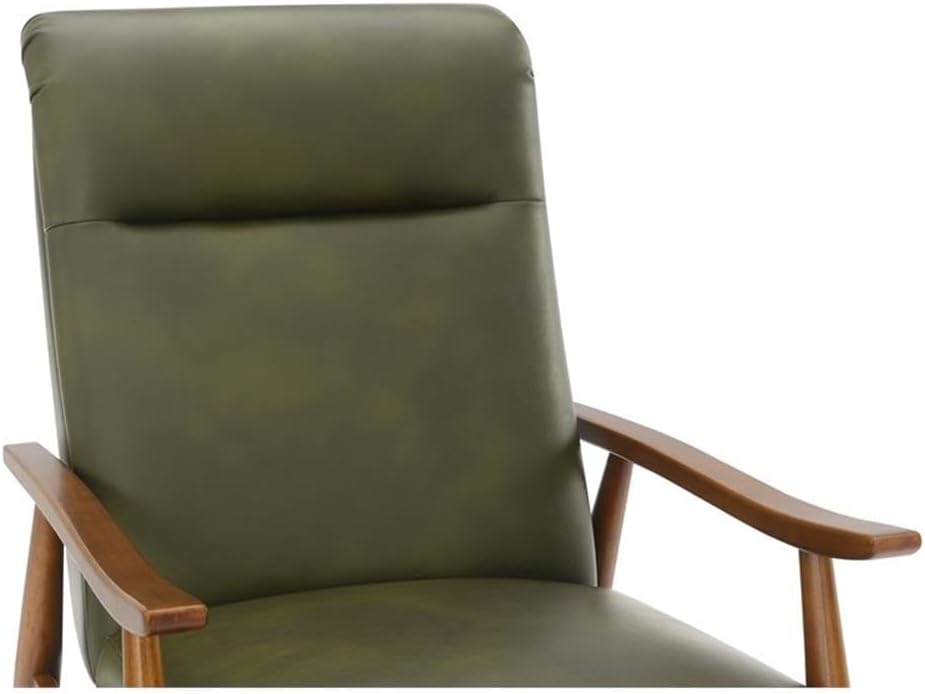 Solaris Fern Green Faux Leather Wood Arm Push Back Recliner