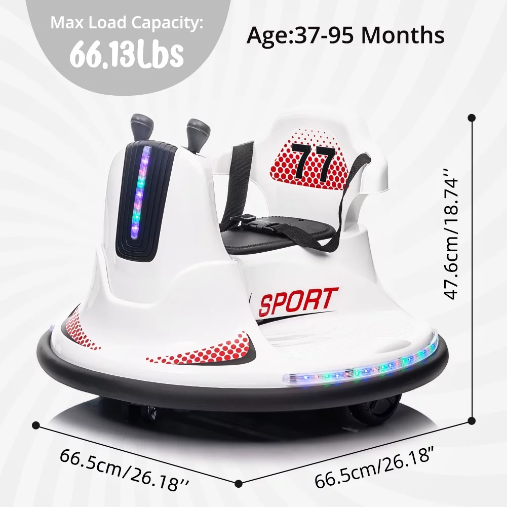 Shininglove Electric Ride on Bumper Car for Toddlers 3-8 Years Old, 6V Kids Ride on Toy Car with Remote Control, Safety Belt, Music, Flashing Lights, 360° Spin