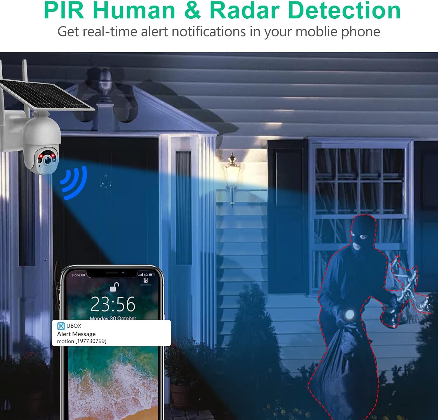Solar Security Camera, Wireless Outdoor WiFi 360&deg; PTZ Camera, MPW 15000mAh Battery Solar Powered Security Camera, Outside Camera with 1080P Night Vision, Motion Detection, 2 Way Audio, IP65, SD/Cloud