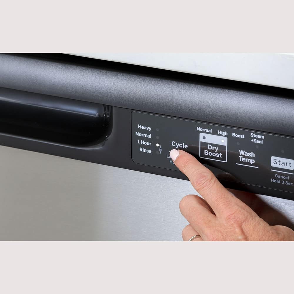 GE 24 in. Stainless Steel Front Control Tall Tub Dishwasher with Steam Cleaning, Dry Boost, and 59 dBA